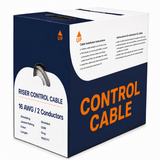 Control Cable Shielded 16AWG 2 Conductor Riser CMR Stranded Copper 1000ft Gray