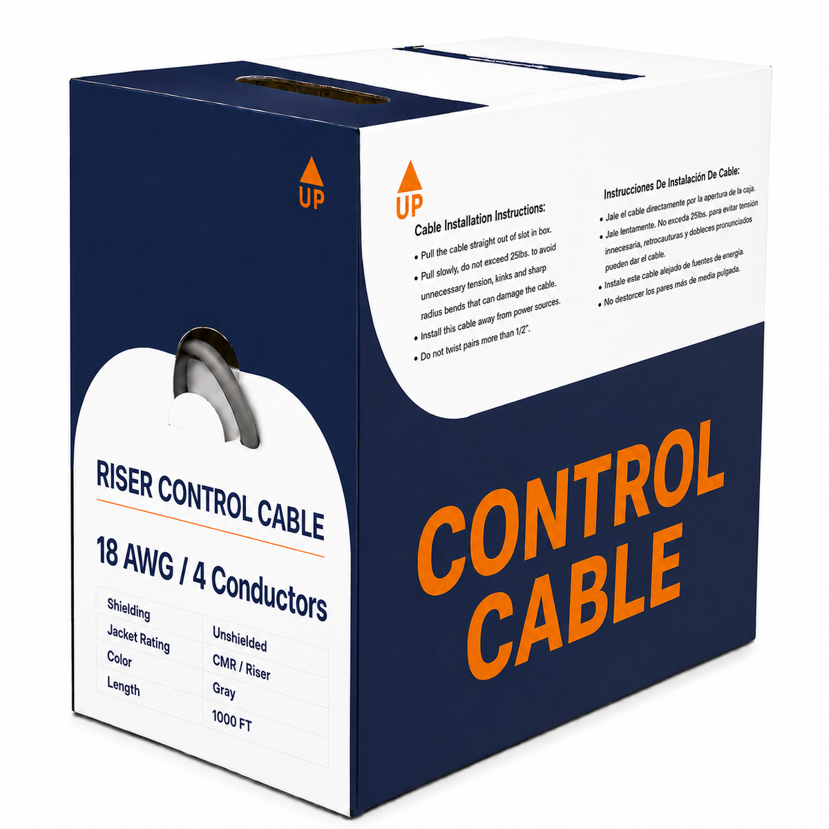 Control Cable Unshielded 18AWG 4 Conductor Riser CMR Stranded Copper 1000ft Grey