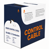 Control Cable Unshielded 18AWG 2 Conductor Riser CMR Stranded Copper 1000ft Gray White