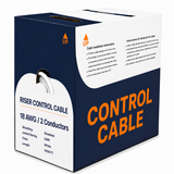 Control Cable Shielded 18AWG 2 Conductor Riser CMR Stranded Copper 1000ft Gray White