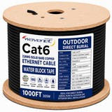 Cat6 Outdoor WaterBlock Ethernet Cable 1000ft 23AWG Solid Bare Copper 600MHz ETL Listed