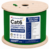 Cat6 Shielded Riser Ethernet Cable 1000ft 23AWG Solid Bare Copper 600MHz CMR ETL Listed