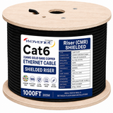 Cat6 Shielded Riser Ethernet Cable 1000ft 23AWG Solid Bare Copper 600MHz CMR ETL Listed