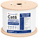 Cat6 Shielded Riser Ethernet Cable 1000ft 23AWG Solid Bare Copper 600MHz CMR ETL Listed
