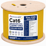 Cat6 Shielded Riser Ethernet Cable 1000ft 23AWG Solid Bare Copper 600MHz CMR ETL Listed