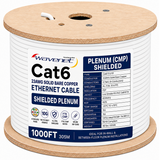 Cat6 Shielded Plenum Ethernet Cable 1000ft 23AWG Solid Bare Copper 600MHz CMP ETL Listed
