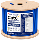 Cat6 Shielded Plenum Ethernet Cable 1000ft 23AWG Solid Bare Copper 600MHz CMP ETL Listed