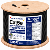 Cat5e Shielded Outdoor Ethernet Cable 1000ft 24AWG Solid Bare Copper 350MHz ETL Listed