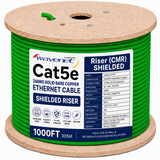 Cat5e Shielded Riser Ethernet Cable 1000ft 24AWG Solid Bare Copper 350MHz CMR ETL Listed