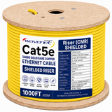 Cat5e Shielded Riser Ethernet Cable 1000ft 24AWG Solid Bare Copper 350MHz CMR ETL Listed