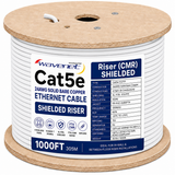 Cat5e Shielded Riser Ethernet Cable 1000ft 24AWG Solid Bare Copper 350MHz CMR ETL Listed