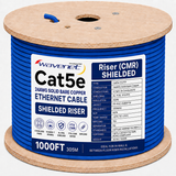 Cat5e Shielded Riser Ethernet Cable 1000ft 24AWG Solid Bare Copper 350MHz CMR ETL Listed