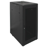 27U Standing Server Rack Cabinet 32in Deep for 19in Network Equipment Casters Steel Black
