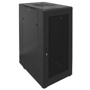 27U Standing Server Rack Cabinet 32in Deep for 19in Network Equipment Casters Steel Black