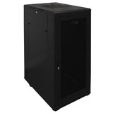 27U Standing Server Rack Cabinet 40in Deep for 19in Network Equipment Casters Steel Black