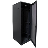 42U Standing Server Rack Cabinet 40in Deep for 19in Network Equipment Casters Steel Black
