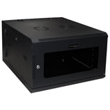 6U Wall Mount Server Cabinet Swing Out 24in Depth Tempered Glass Door Steel Black