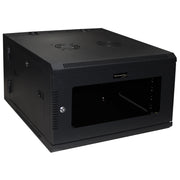 6U Wall Mount Server Cabinet Swing Out 24in Depth Tempered Glass Door Steel Black