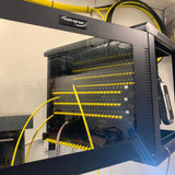 9U Wall Mount Server Cabinet Swing Out 24in Depth Tempered Glass Door Steel Black