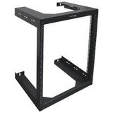 15U Wall Mount Server Rack Open Frame 18in Deep for 19in IT Network Equipment Steel Black
