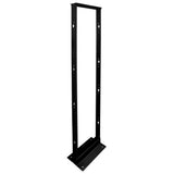 45U 2-Post Open Frame Floor Rack for 19in IT Network Equipment Aluminum Steel Black 1000lb