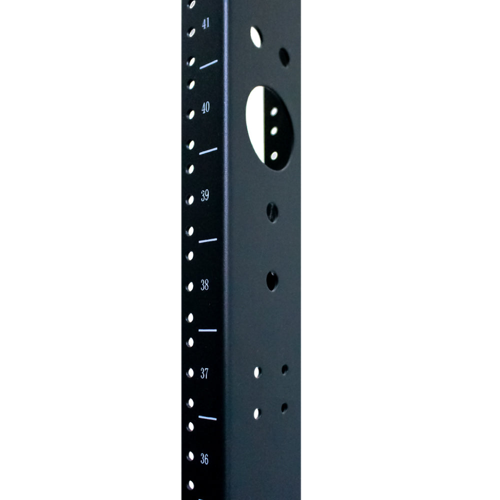 45U 2-Post Open Frame Floor Rack for 19in IT Network Equipment Aluminum Steel Black 1000lb