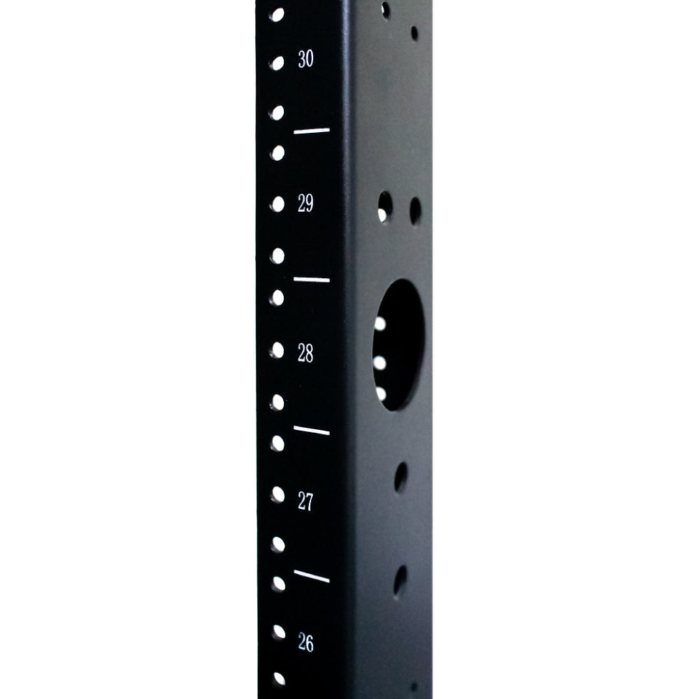 45U 2-Post Open Frame Floor Rack for 19in IT Network Equipment Aluminum Steel Black 1000lb