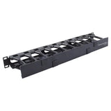 1U Horizontal Cable Manager Single-Sided High-Density Dual Hinge Cover 19in EIA Rack Black