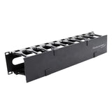 2U Horizontal Cable Manager Single-Sided High-Density Dual Hinge Cover 19in EIA Rack Black