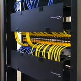 2U Horizontal Cable Manager Single-Sided High-Density Dual Hinge Cover 19in EIA Rack Black