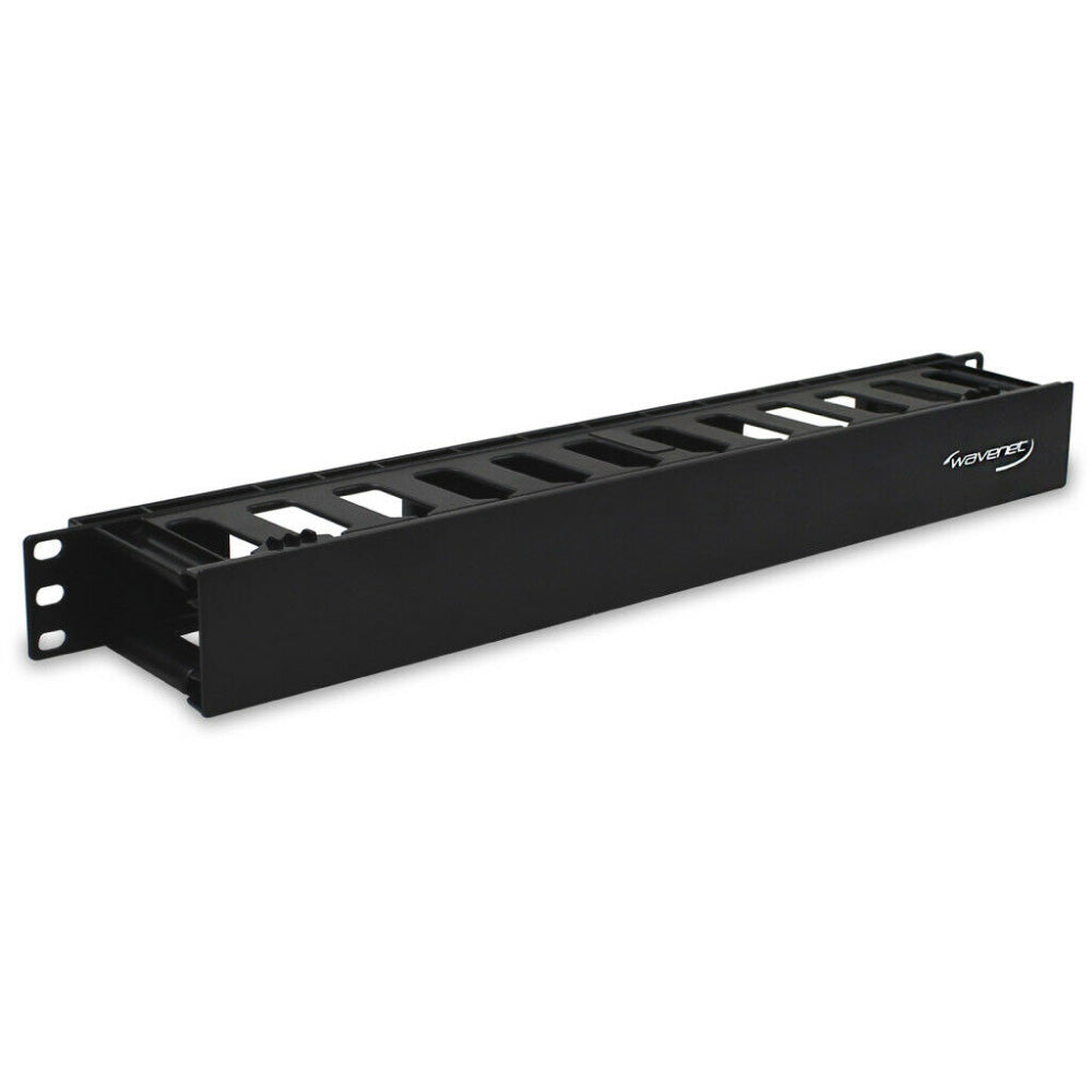 1U Slotted Finger Duct Cable Manager Single-Sided With Snap-On Cover 19in EIA Rack Black