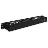 1U Slotted Finger Duct Cable Manager Single-Sided With Snap-On Cover 19in EIA Rack Black
