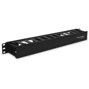 1U Slotted Finger Duct Cable Manager Single-Sided With Snap-On Cover 19in EIA Rack Black
