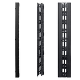 74in Vertical Cable Manager Double-Sided Hinged Cover Cable Rings 45U 2/4 Post Metal Black
