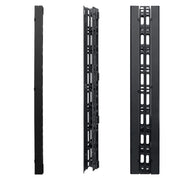 74in Vertical Cable Manager Double-Sided Hinged Cover Cable Rings 45U 2/4 Post Metal Black