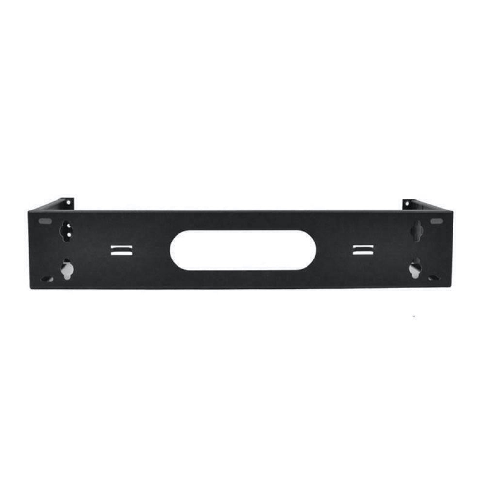 2U Wall Mount Hinged Bracket 6in Deep 19in EIA Patch Panel 14 Gauge Steel Black