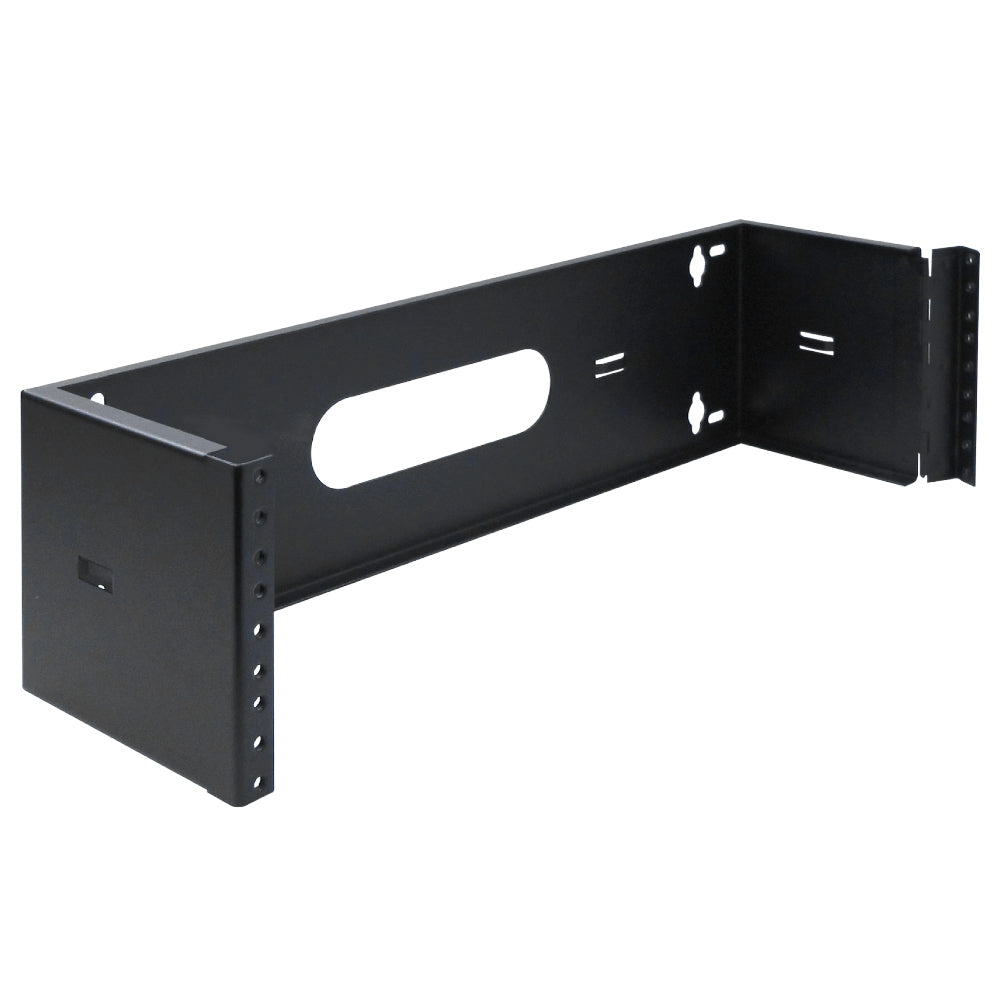 3U Wall Mount Hinged Bracket 6in Deep 19in EIA Patch Panel 14 Gauge Steel Black