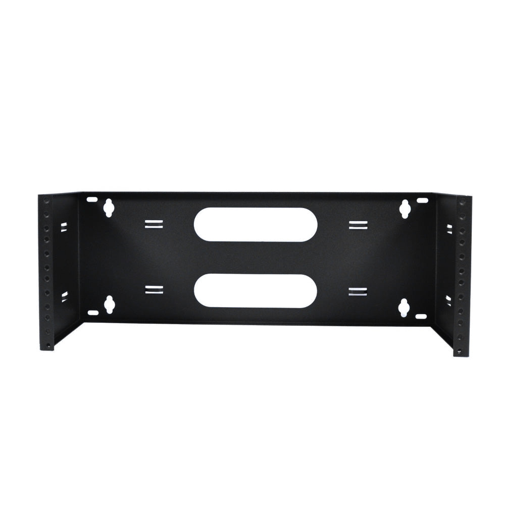 4U Wall Mount Hinged Bracket 6in Deep 19in EIA Patch Panel 14 Gauge Steel Black
