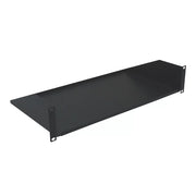 2U Rack Mount Cantilever Shelf 10in Deep Solid Bottom 16 Gauge Steel Black 50lb Capacity