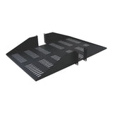 2U Double-Sided Vented Rack Mount Cantilever Shelf 25in Deep Steel Black 110lb Capacity