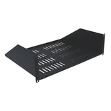 3U Vented Rack Mount Cantilever Shelf 15in Deep 16 Gauge Steel Black 75lb Capacity