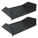 3U Rack Mount Cantilever Shelf 15in Deep Solid Bottom Steel Black 2 Pack 75lb Capacity