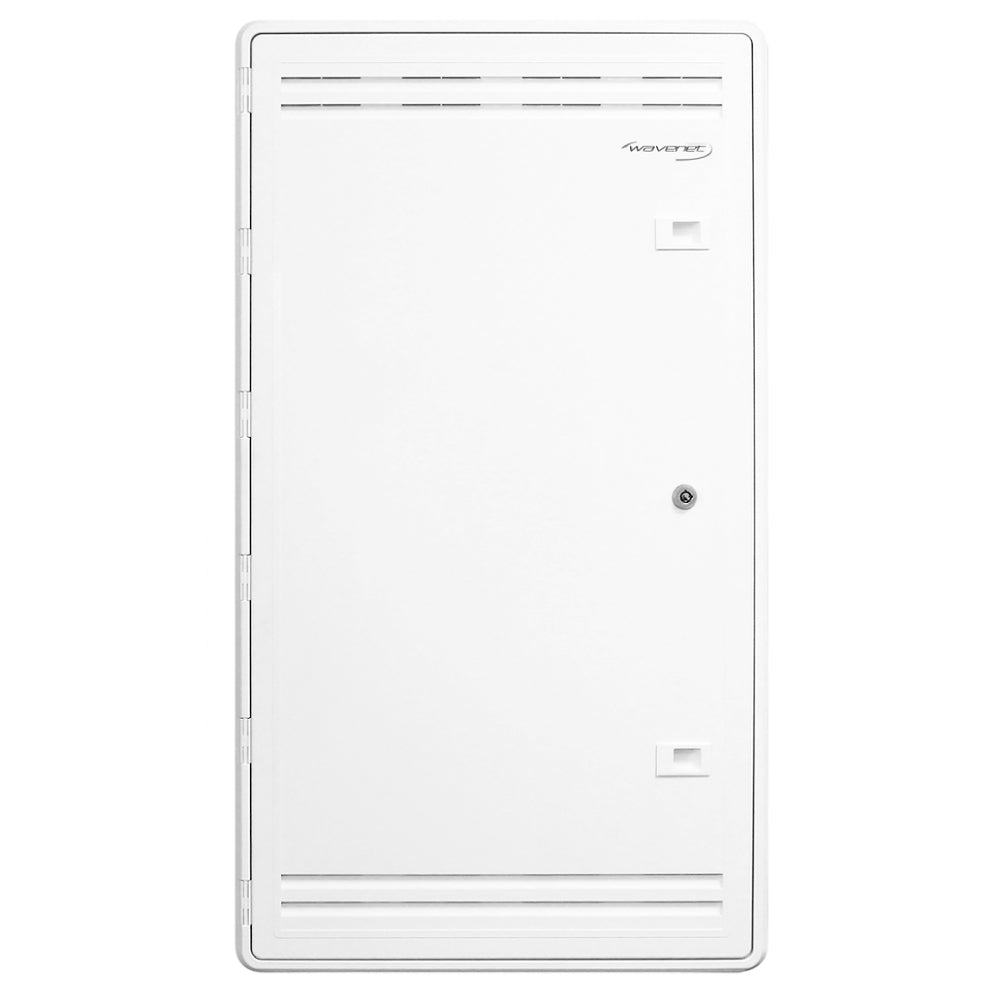 30in Structured Wiring Enclosure Wi-Fi Friendly Plastic Empty Lockable Hinged Door White