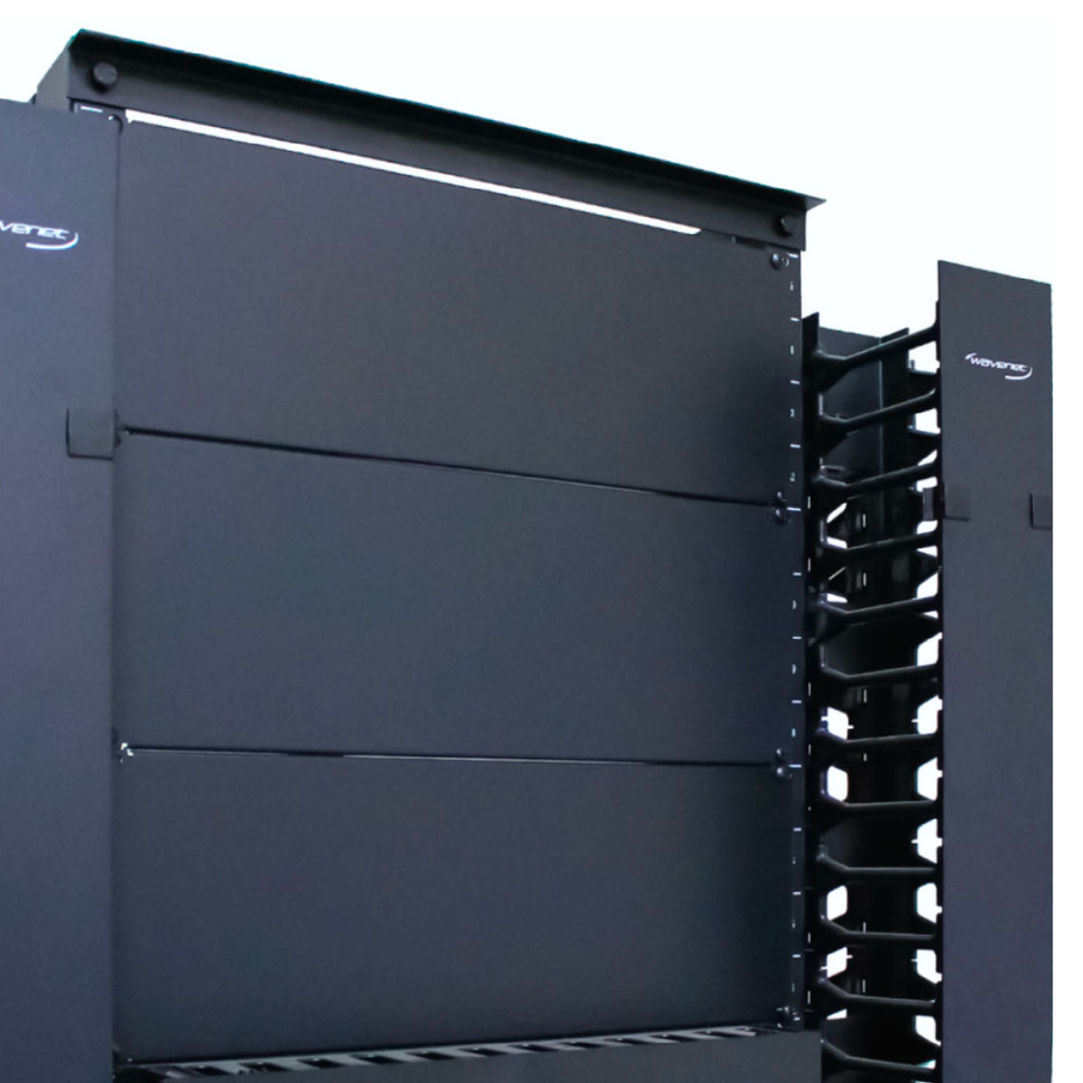 78in Vertical Cable Manager Single-Sided Finger Duct Hinged Cover 2/4 Post 45U Racks Black