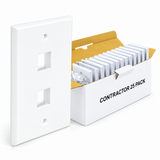 Keystone Wall Plate 1/2/3/4/6-Port Single-Gang Flush Mount, White, 25-Pack