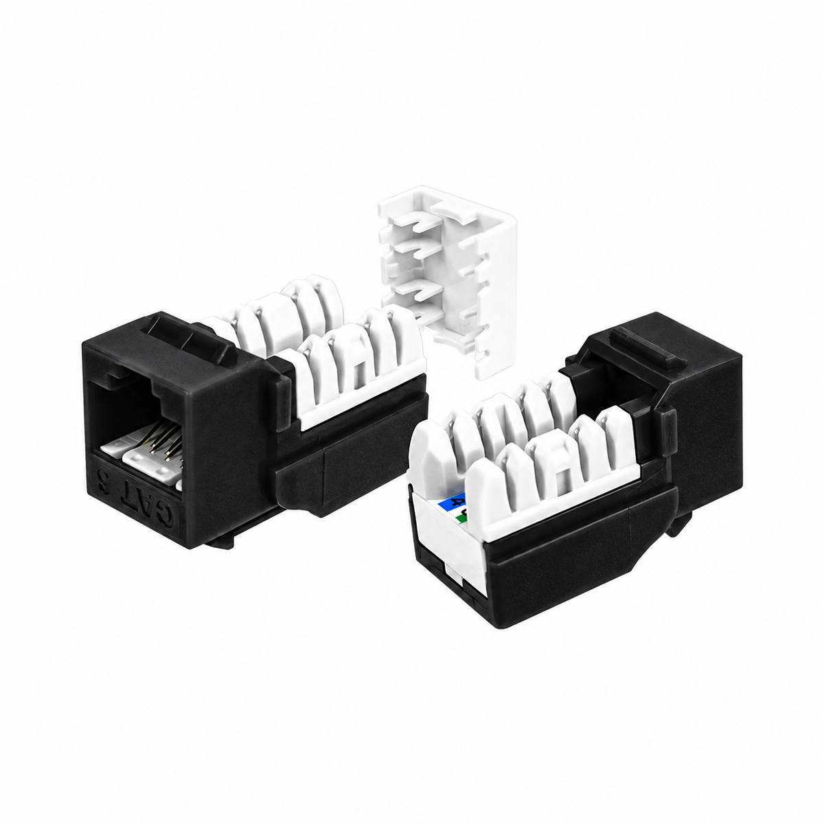 Cat6 Keystone Jack 90-Degree 25-Pack SDJ Series RJ45 110 Type for 22-24AWG Solid Wire