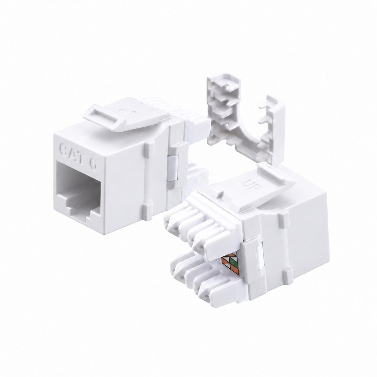 Cat6 Keystone Jack 180-Degree 25-Pack HDJ Series  RJ45 110 Type for 22-24AWG Solid Wire