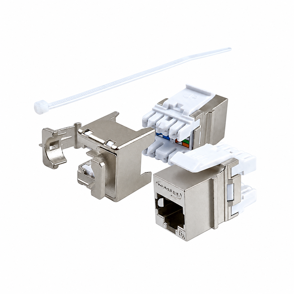 Cat6A Shielded Keystone Jack 180-Degree HDJ Series RJ45 F/UTP 110 Punchdown for 22-24AWG Wire