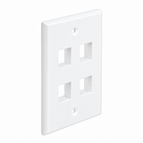 Keystone Wall Plate 1/2/3/4/6-Port Single-Gang Flush Mount, White, 25-Pack