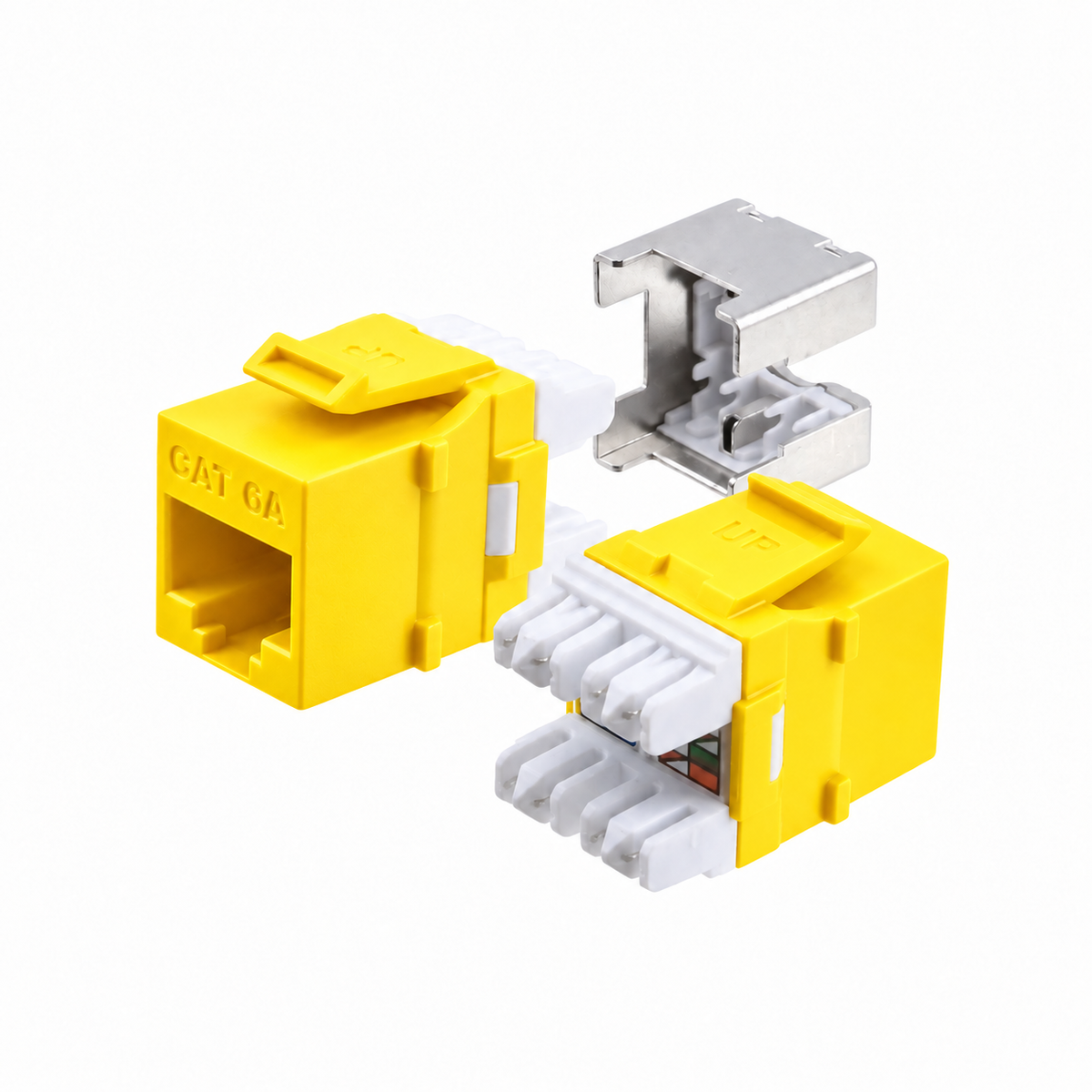 Cat6A Keystone Jack 180-Degree 25-Pack HDJ Series  RJ45 110 Type for 22-24AWG Solid Wire